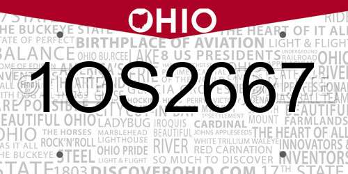 1OS2667 Ohio License Plate