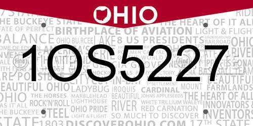 1OS5227 Ohio License Plate