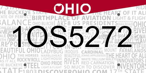 1OS5272 Ohio License Plate