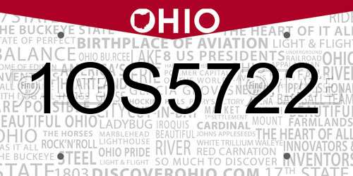 1OS5722 Ohio License Plate