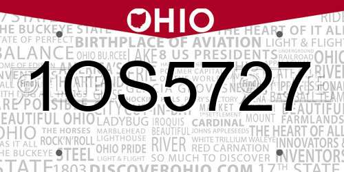1OS5727 Ohio License Plate