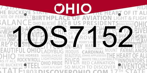 1OS7152 Ohio License Plate