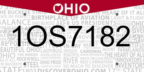 1OS7182 Ohio License Plate