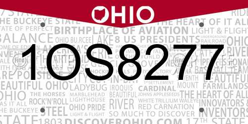 1OS8277 Ohio License Plate