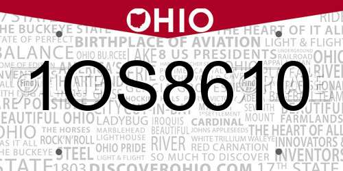 1OS8610 Ohio License Plate