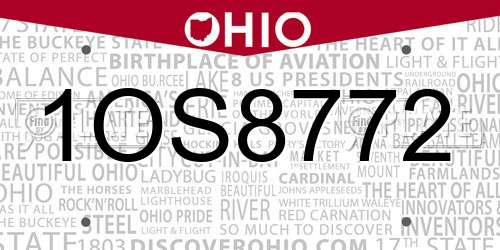 1OS8772 Ohio License Plate