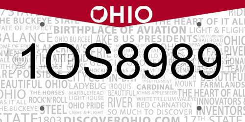 1OS8989 Ohio License Plate