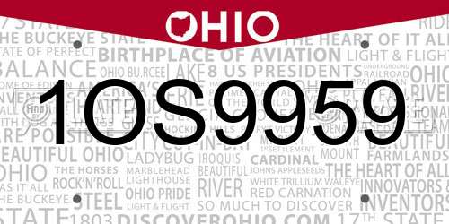 1OS9959 Ohio License Plate