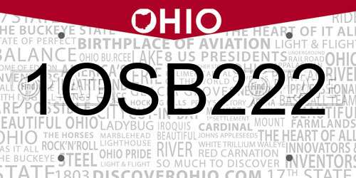 1OSB222 Ohio License Plate