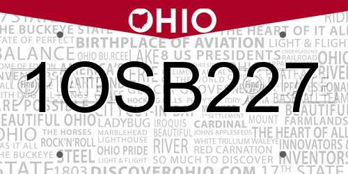 1OSB227 Ohio License Plate