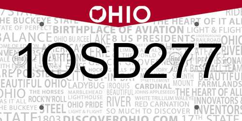 1OSB277 Ohio License Plate