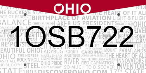 1OSB722 Ohio License Plate