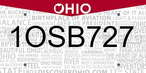 1OSB727 Ohio License Plate