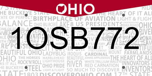 1OSB772 Ohio License Plate