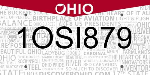1OSI879 Ohio License Plate