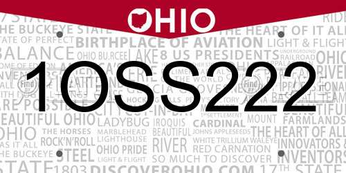 1OSS222 Ohio License Plate