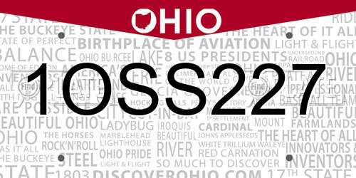 1OSS227 Ohio License Plate