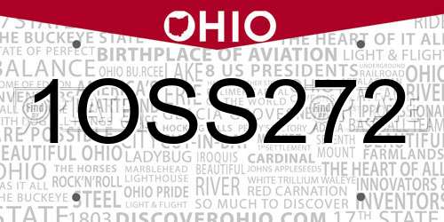 1OSS272 Ohio License Plate