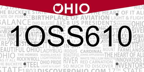 1OSS610 Ohio License Plate