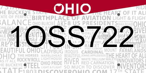 1OSS722 Ohio License Plate