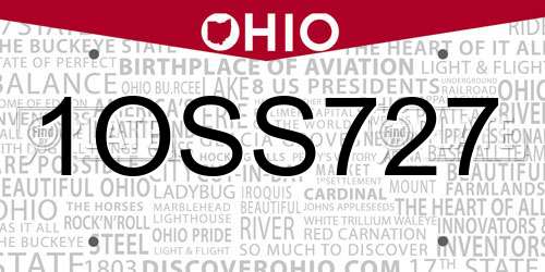 1OSS727 Ohio License Plate
