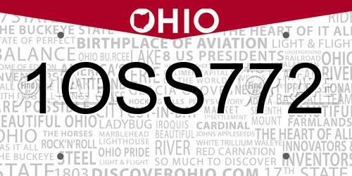 1OSS772 Ohio License Plate