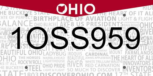 1OSS959 Ohio License Plate