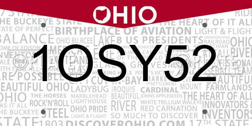 1OSY52 Ohio License Plate