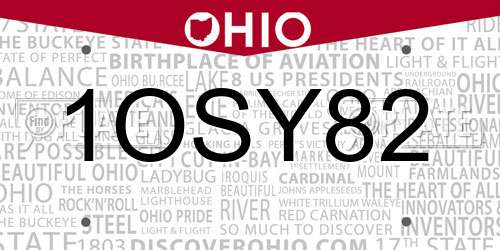 1OSY82 Ohio License Plate