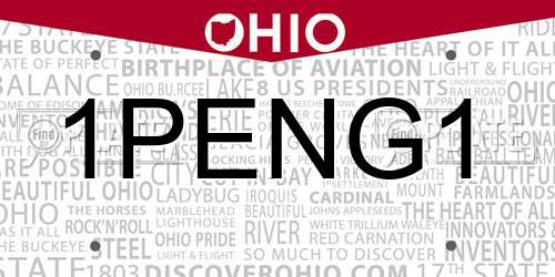 1PENG1 Ohio License Plate