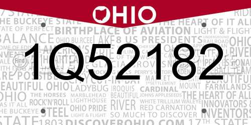 1Q52182 Ohio License Plate