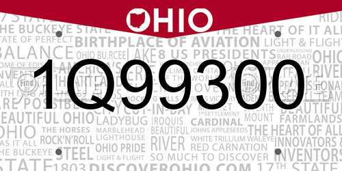 1Q99300 Ohio License Plate