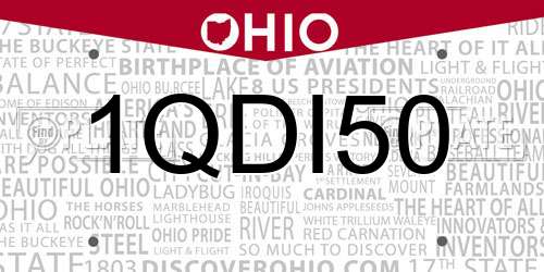 1QDI50 Ohio License Plate