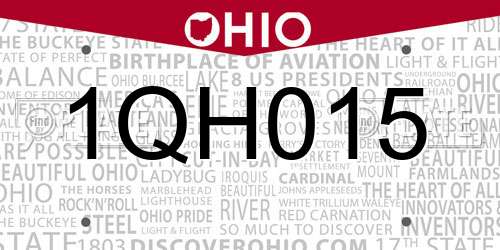 1QH015 Ohio License Plate