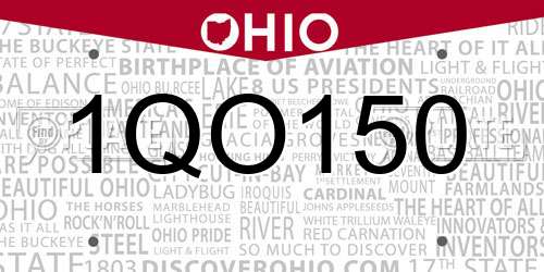 1QO150 Ohio License Plate