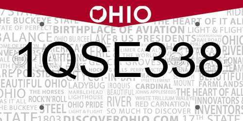 1QSE338 Ohio License Plate