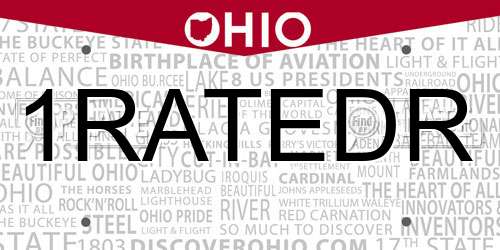 1RATEDR Ohio License Plate