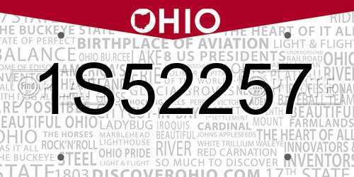 1S52257 Ohio License Plate