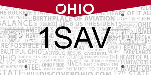 1SAV Ohio License Plate
