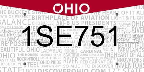1SE751 Ohio License Plate
