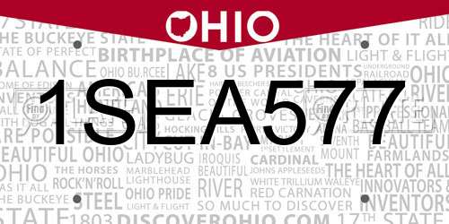 1SEA577 Ohio License Plate