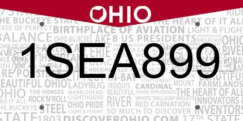 1SEA899 Ohio License Plate