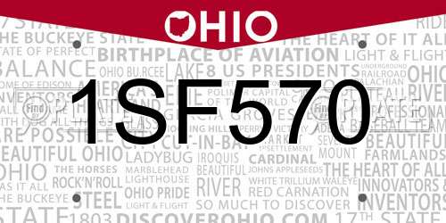 1SF570 Ohio License Plate