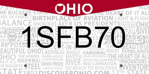 1SFB70 Ohio License Plate