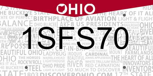 1SFS70 Ohio License Plate