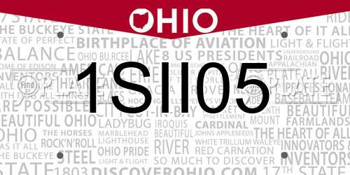 1SII05 Ohio License Plate