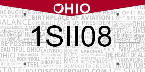 1SII08 Ohio License Plate