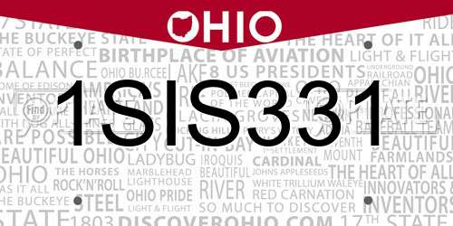 1SIS331 Ohio License Plate