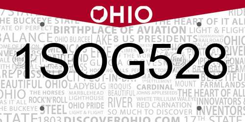 1SOG528 Ohio License Plate