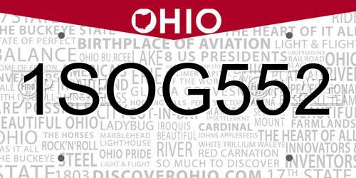 1SOG552 Ohio License Plate